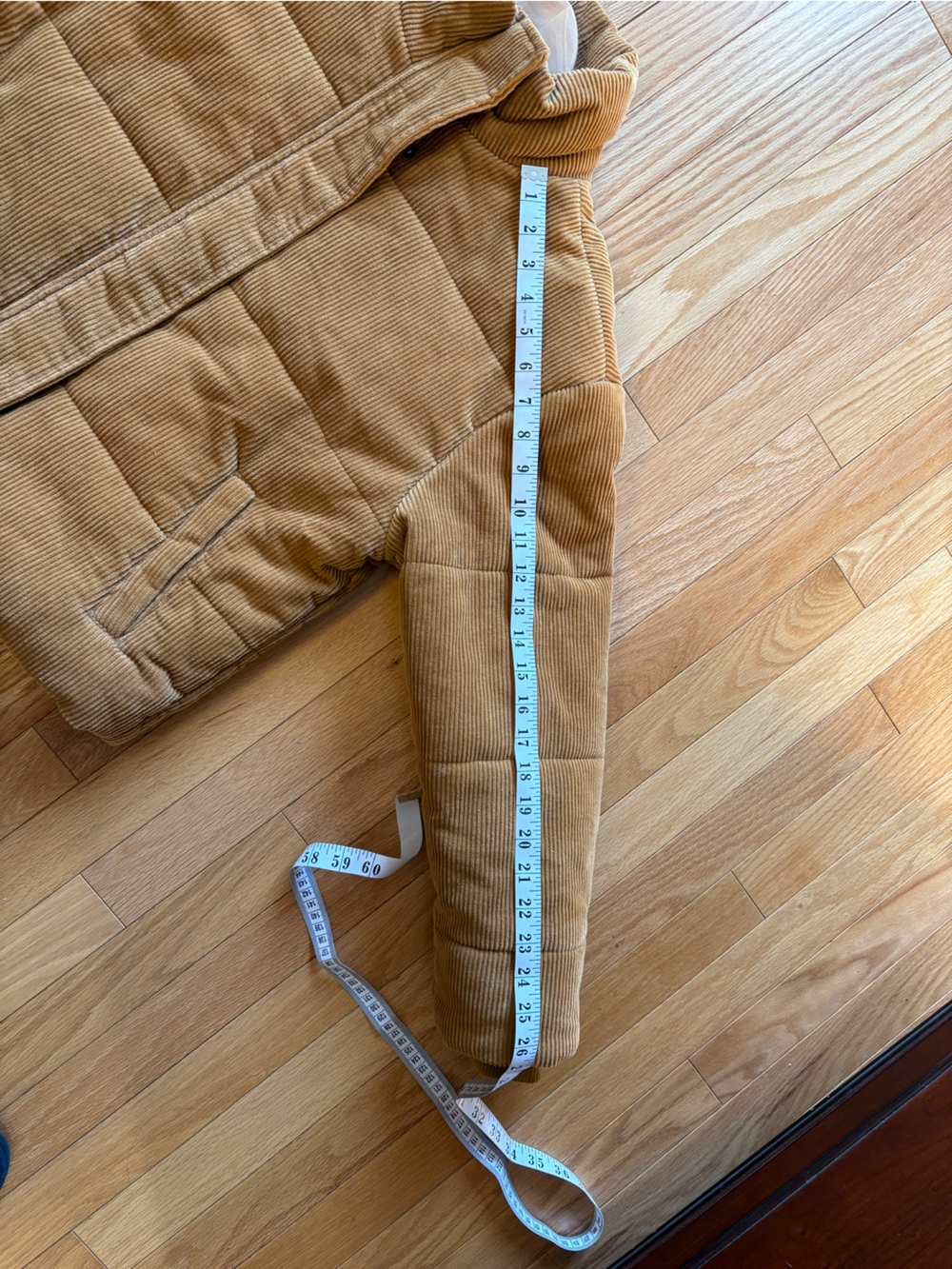 Cotton Corduroy Puffer Jacket in Camel, Cropped Length, size medium - Picture 8 of 11